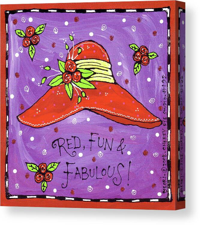 Red Hat red Canvas Print featuring the painting Red, Fun & Fabulous! by Cherry Pie Studios