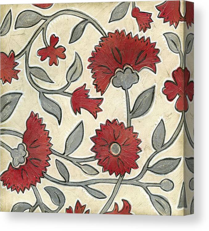 Wag Public Canvas Print featuring the painting Red & Grey Floral II by Megan Meagher