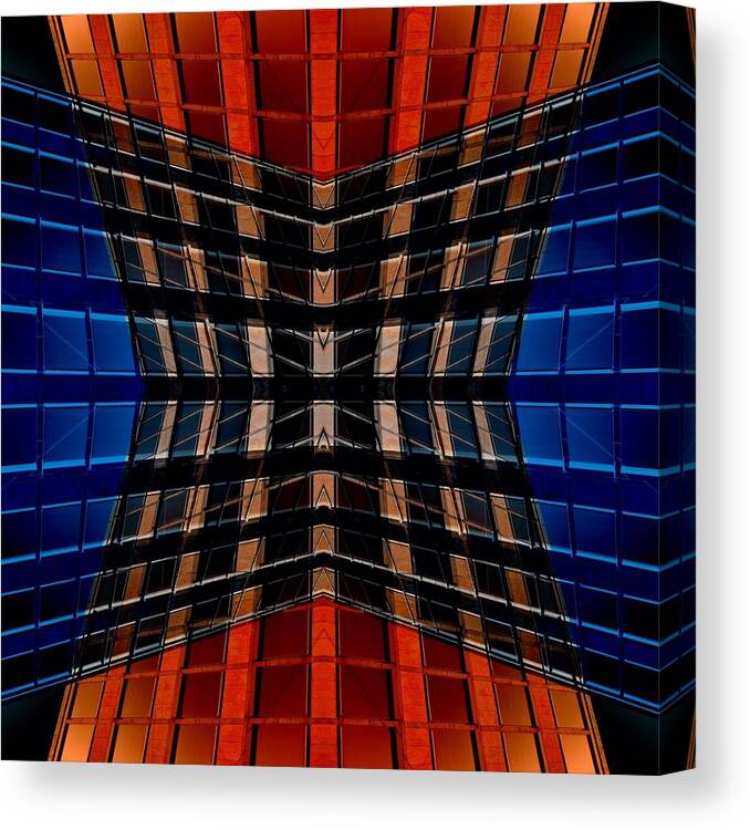 Creative Edit Canvas Print featuring the photograph Red Meets Blue by Philippe-m