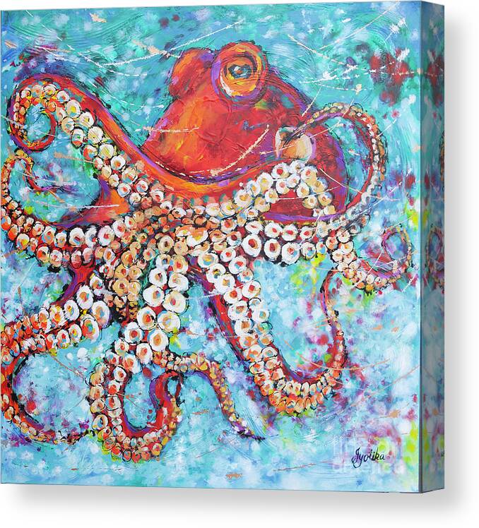 Octopus Canvas Print featuring the painting Giant Pacific Octopus by Jyotika Shroff