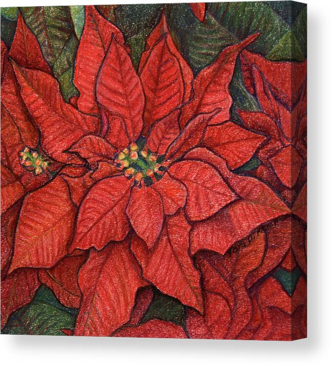 Red Canvas Print featuring the painting Red Poinsettia by Tara D Kemp