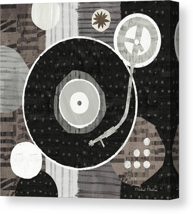 Black Canvas Print featuring the painting Rock N Roll Album Neutral by Michael Mullan