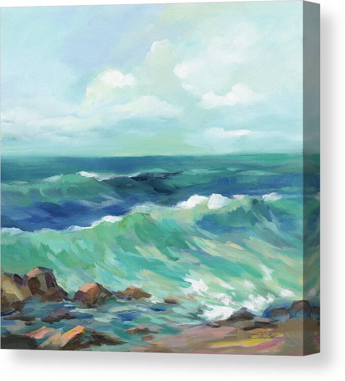 Aqua Canvas Print featuring the painting Rocky Beach by Silvia Vassileva