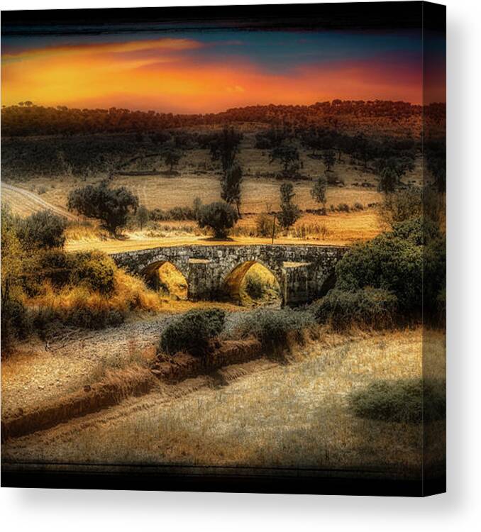Roman Canvas Print featuring the photograph Roman Bridge Idanha-a-Velha by Micah Offman