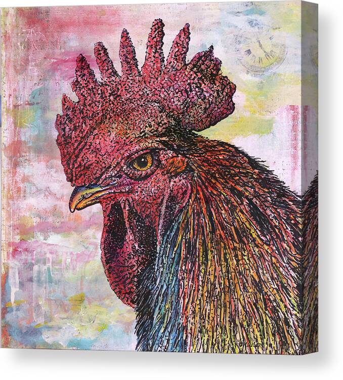Rooster Color Canvas Print featuring the mixed media Rooster Color by Let Your Art Soar