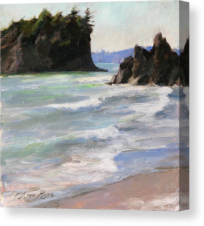 Ruby Beach Canvas Print featuring the painting Ruby Beach by Anna Rose Bain