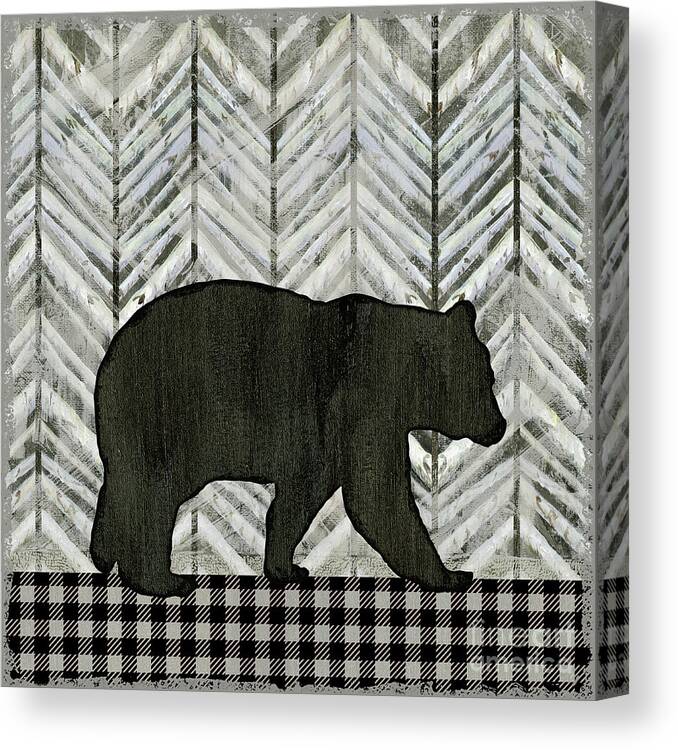 Mountain Canvas Print featuring the painting Rustic Mountain Lodge Black Bear by Audrey Jeanne Roberts