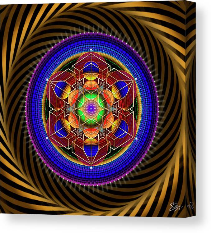 Endre Canvas Print featuring the digital art Sacred Geometry 763 by Endre Balogh
