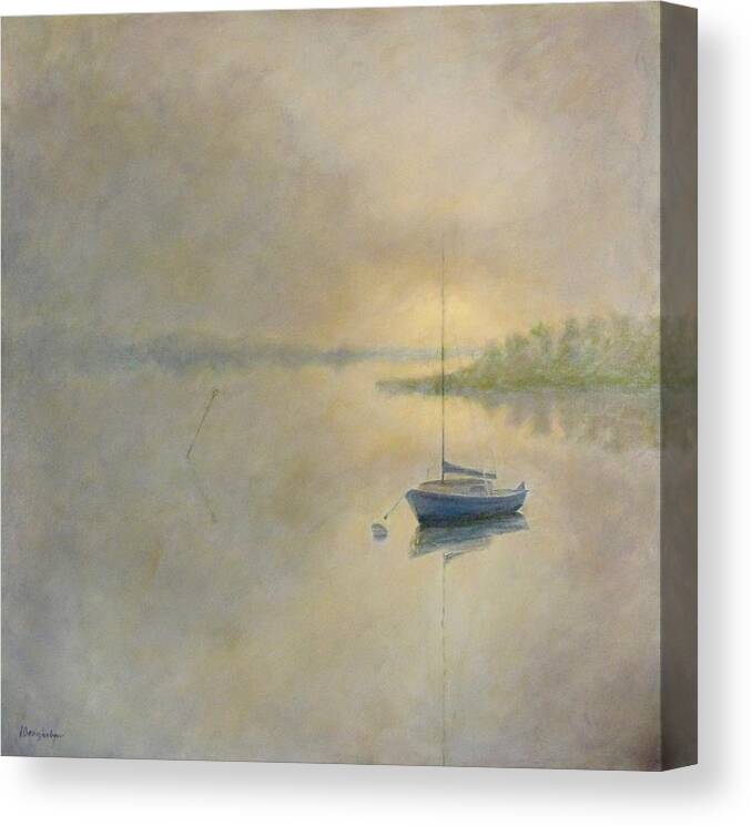 Fog Canvas Print featuring the painting SailboatinFog by Joe Bergholm