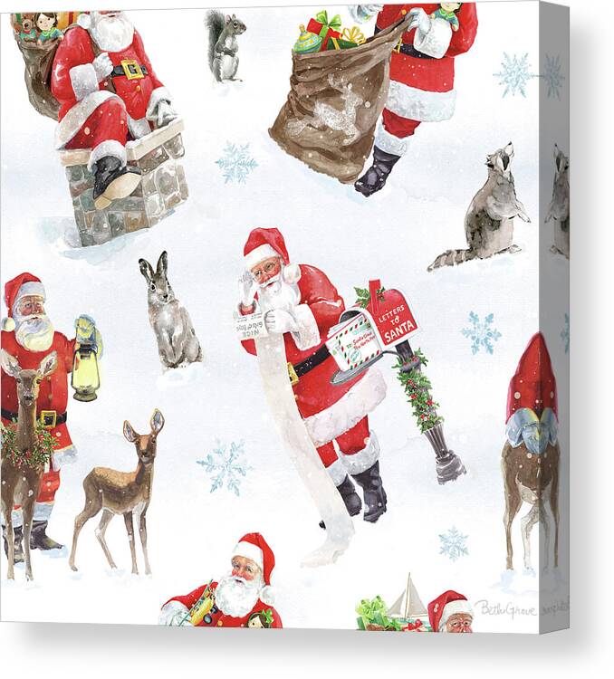 Animals Canvas Print featuring the mixed media Santas List Pattern Ia by Beth Grove