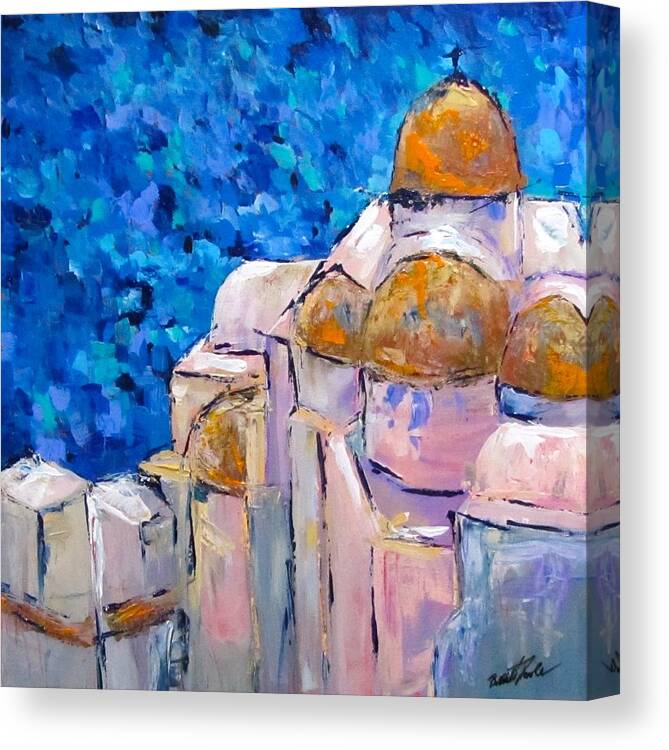 Sea Canvas Print featuring the painting Santorini by Barbara O'Toole