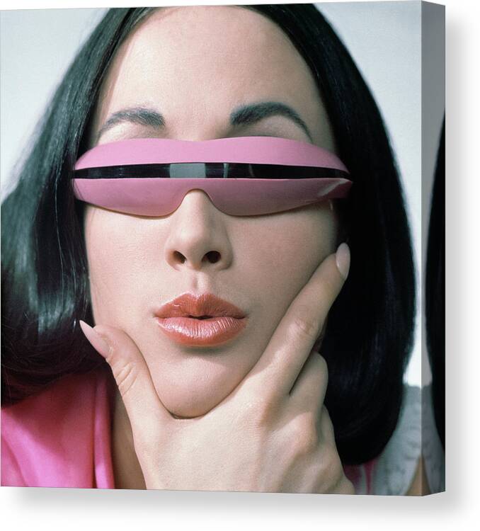 Accessories Canvas Print featuring the photograph Sea and Ski Sunglasses and Pussycat Pink Lips by John Rawlings