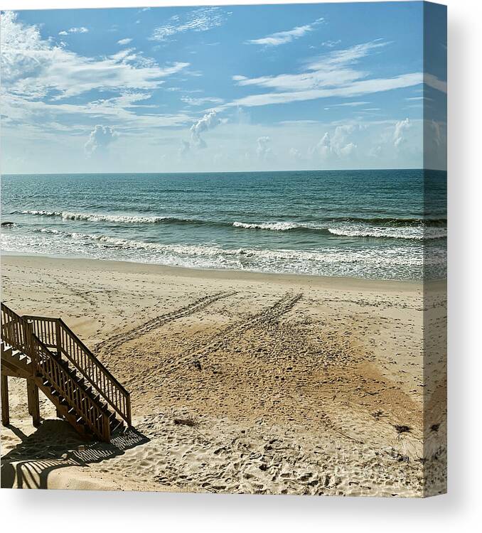 Sea Turtle Canvas Print featuring the photograph Sea Turtle Tracks Surf City Topsail Island N by Flippin Sweet Gear