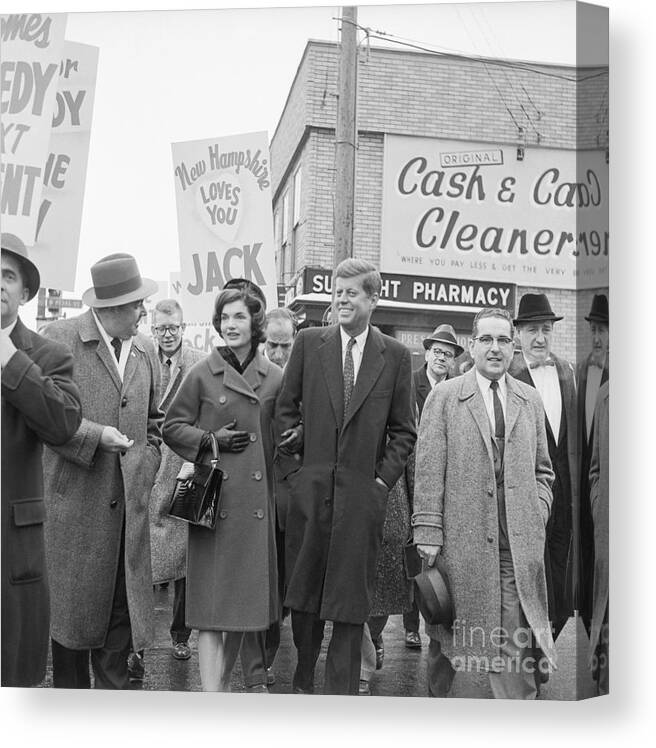 People Canvas Print featuring the photograph Senator And Wife Walking Together by Bettmann