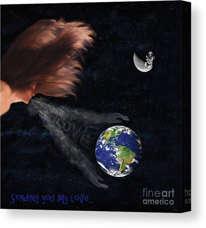 Earth Canvas Print featuring the digital art Sending You My Love by Jeff Breiman