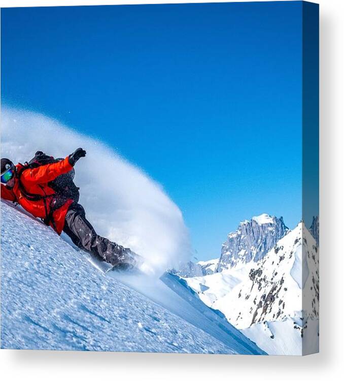 Ski Canvas Print featuring the photograph Signature Frontside Turn by Eric Verbiest