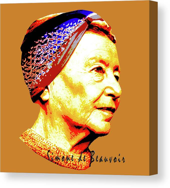 Beauvoir Canvas Print featuring the digital art Simone de Beauvoir by Asok Mukhopadhyay