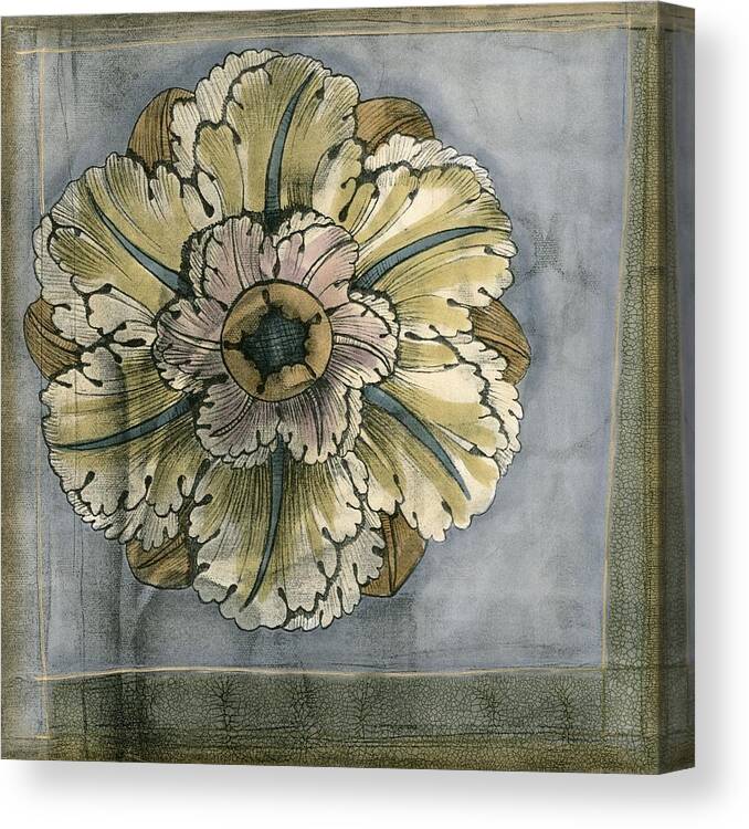 Decorative Elements Canvas Print featuring the painting Small Rosette And Damask Iv (st) by Jennifer Goldberger