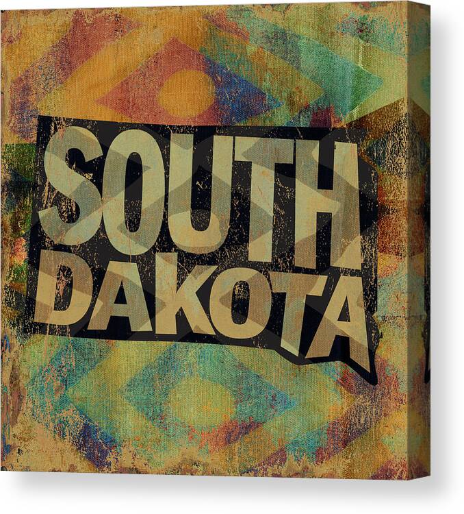 State Canvas Print featuring the mixed media South Dakota by Art Licensing Studio