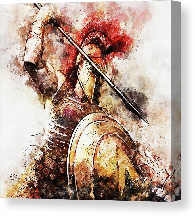 Spartan Warrior Canvas Print featuring the painting Spartan Hoplite - 54 by AM FineArtPrints