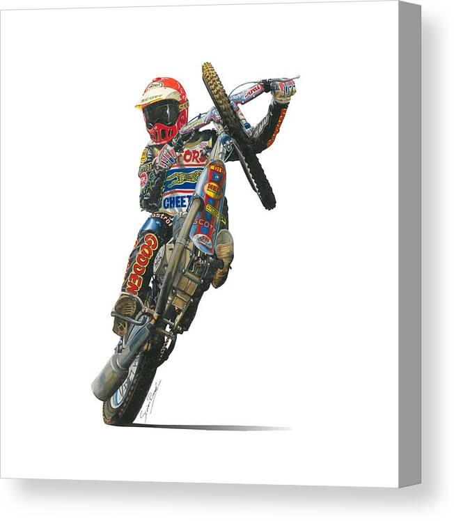 Art Canvas Print featuring the painting Speedway Wheelie by Simon Read