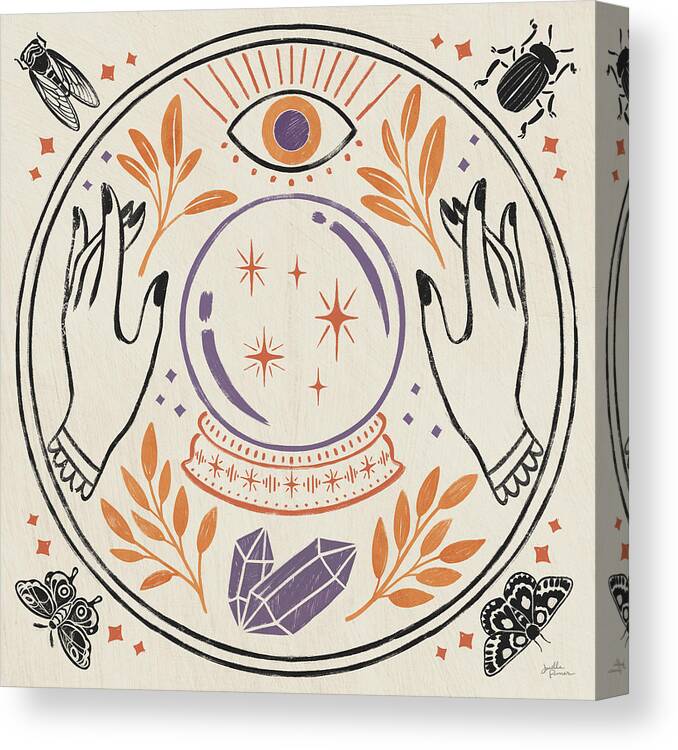 All Seeing Eye Canvas Print featuring the mixed media Spooky Symbols II Light by Janelle Penner