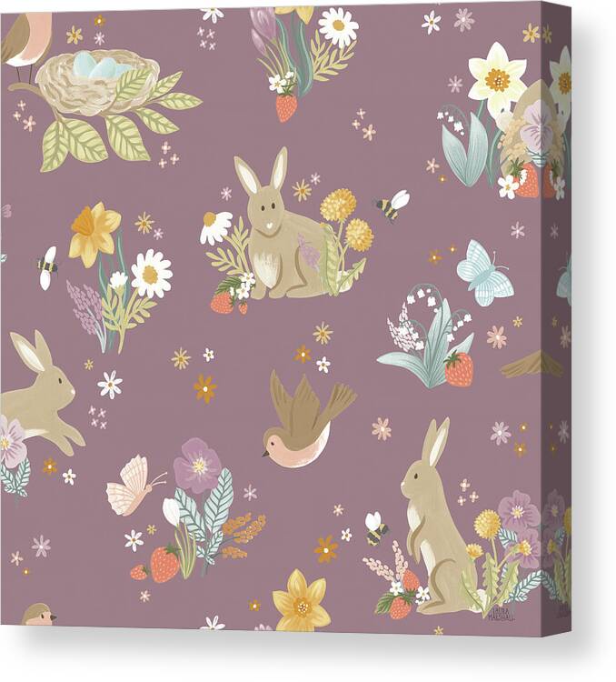 Animals Canvas Print featuring the mixed media Spring Garden Pattern Ivb by Laura Marshall