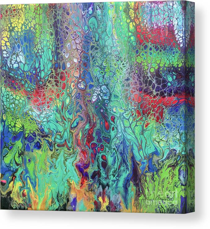 Poured Acrylic Canvas Print featuring the painting Spring Rush by Lucy Arnold