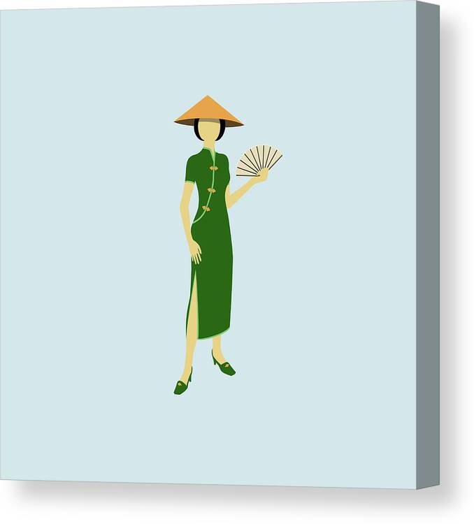 Chinese Culture Canvas Print featuring the digital art Stereotypical Chinese Woman by Ralf Hiemisch