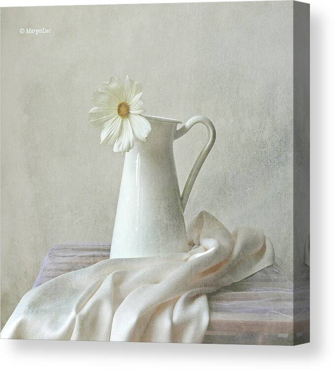 Vase Canvas Print featuring the photograph Still Life With White Flower by By Margoluc