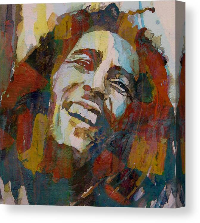 Bob Marley Canvas Print featuring the painting Stir It Up - Retro - Bob Marley by Paul Lovering
