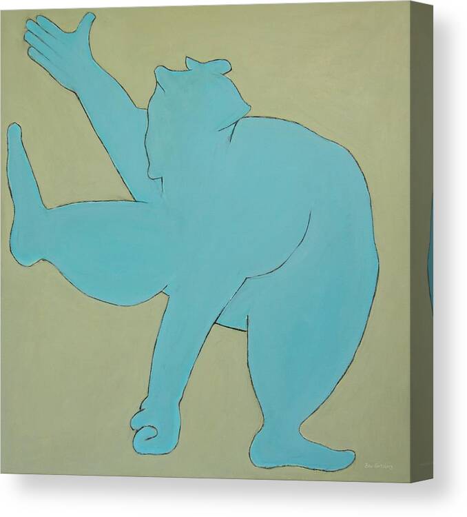 Figurative Abstract Canvas Print featuring the painting Sumo Wrestler In Blue by Ben and Raisa Gertsberg