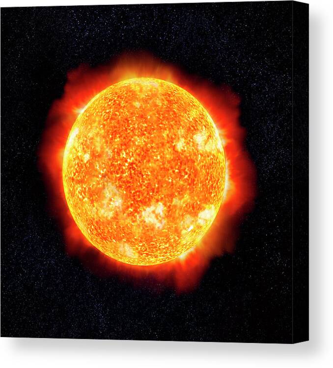 Research Canvas Print featuring the digital art Sun & Stars by Ian Mckinnell