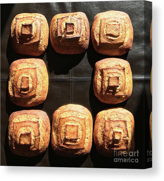 Bread Canvas Print featuring the photograph Sunny Sourdough Squares by Amy E Fraser