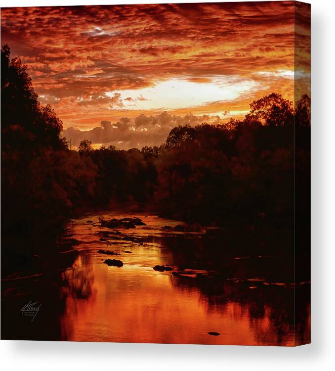 Sunrise Canvas Print featuring the photograph Sunrise on the Haw River by Michael Frank
