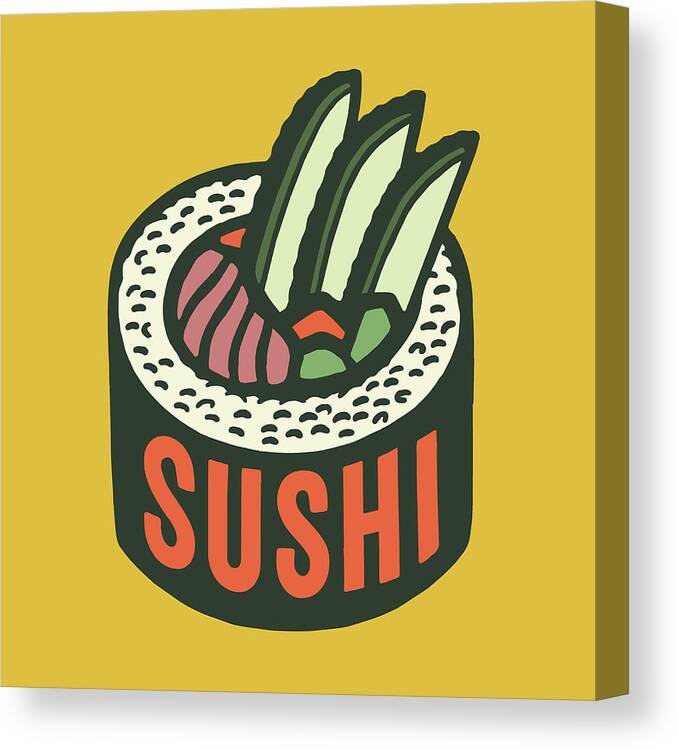 Avocado Canvas Print featuring the drawing Sushi by CSA Images