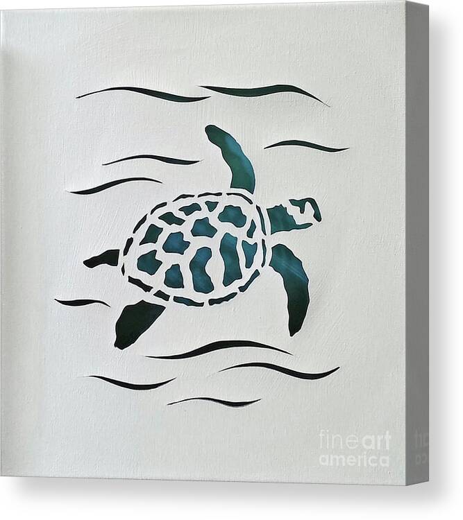 Sea Turtle Canvas Print featuring the mixed media Swimmer by Phyllis Howard