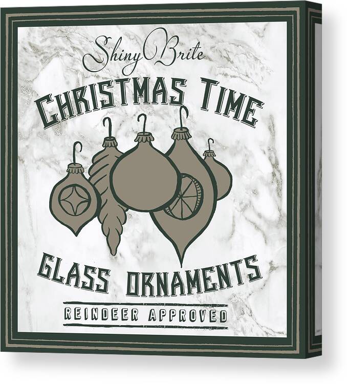 Christmas Canvas Print featuring the mixed media Taupe Christmas Sign Iv by Elizabeth Medley