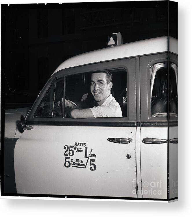 People Canvas Print featuring the photograph Taxi Driver At Wheel Of Automobile by Bettmann