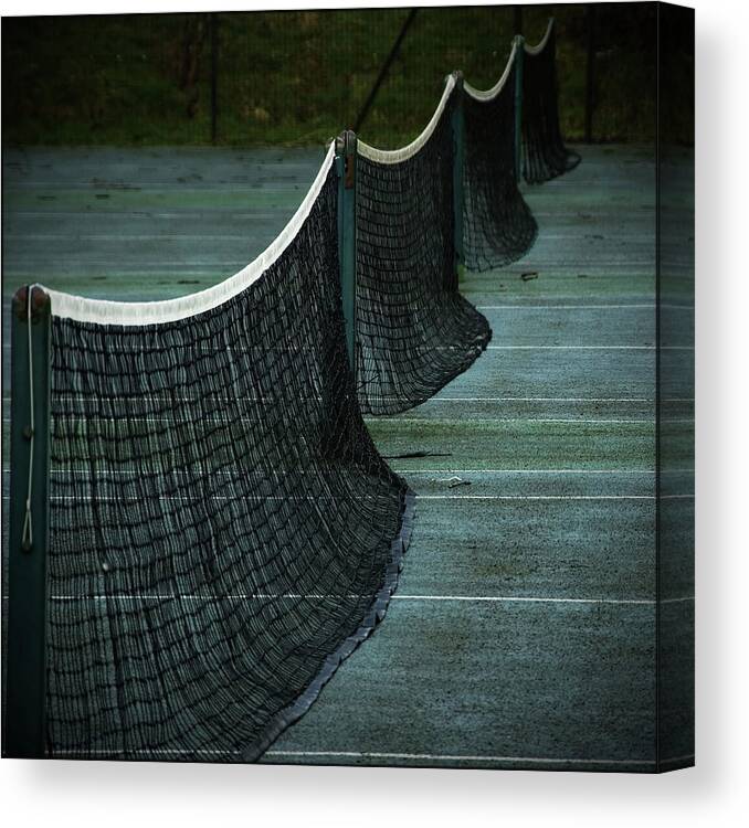 Tennis Canvas Print featuring the photograph Tennis Nets On An Abandoned Court by Jon Wild