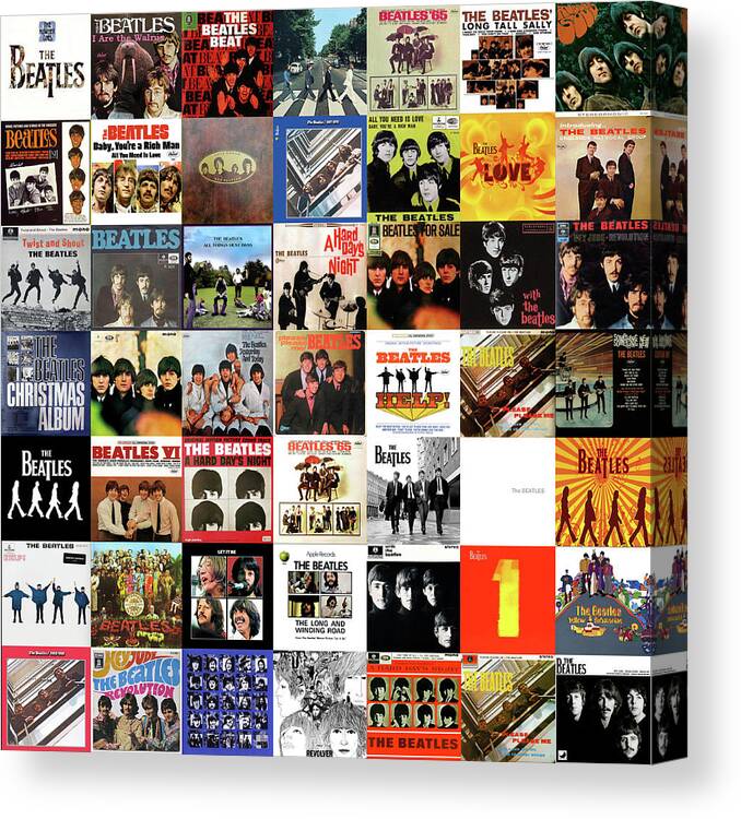 The Beatles Canvas Print featuring the digital art The Beatles Covers by Pheasant Run Gallery