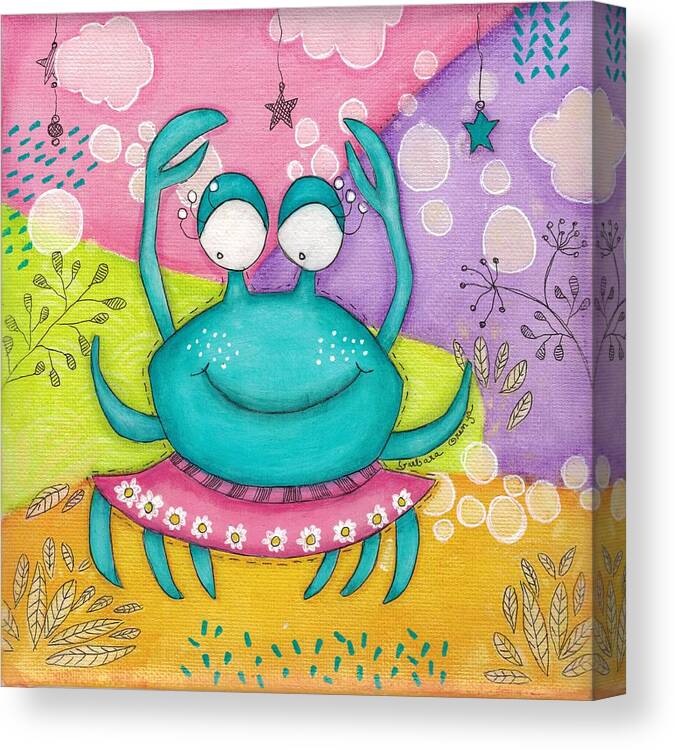 Crab Canvas Print featuring the mixed media The crab in tutu by Barbara Orenya