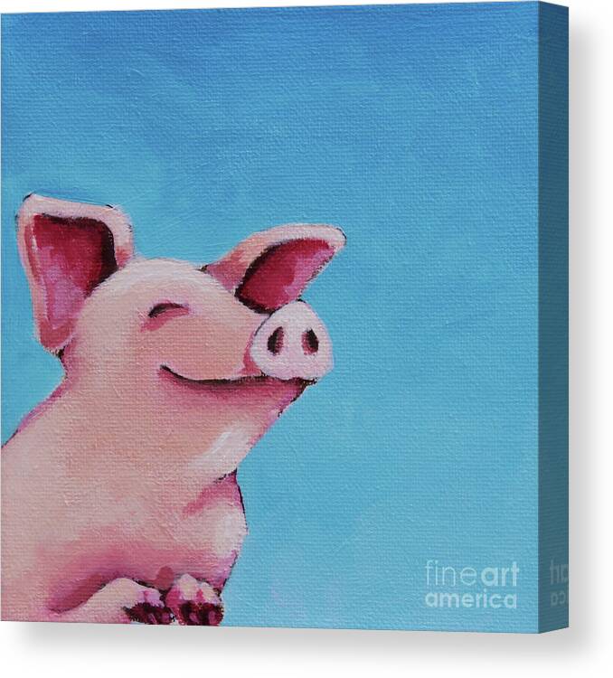 Pig Canvas Print featuring the painting The happiest Pig by Lucia Stewart