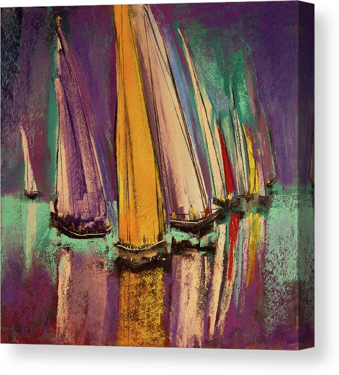 The Race Canvas Print featuring the pastel The Race by David Patterson