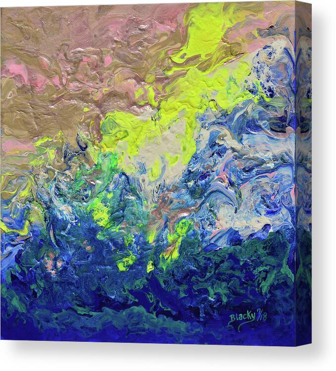 Ocean Abstract Canvas Print featuring the painting The Sea Once Tranquil by Donna Blackhall