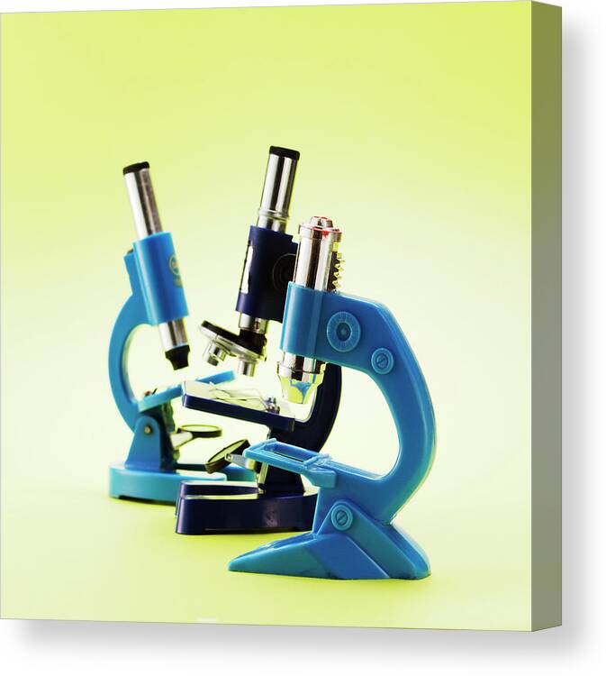 Biology Canvas Print featuring the drawing Three Microscopes by CSA Images