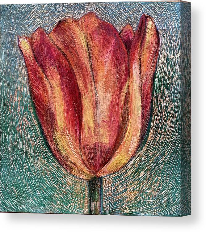 Tulip Canvas Print featuring the painting Thuya Tulip by AnneMarie Welsh