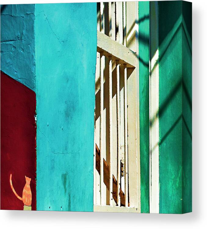 Colorful Facade Canvas Print featuring the photograph Trinidad Stairwell by Jessica Levant