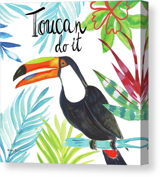 Animals Canvas Print featuring the painting Tropicana II Toucan by Farida Zaman