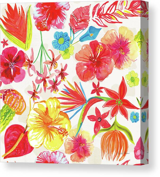 Anthurium Canvas Print featuring the painting Tutti Frutti Pattern Ia by Farida Zaman